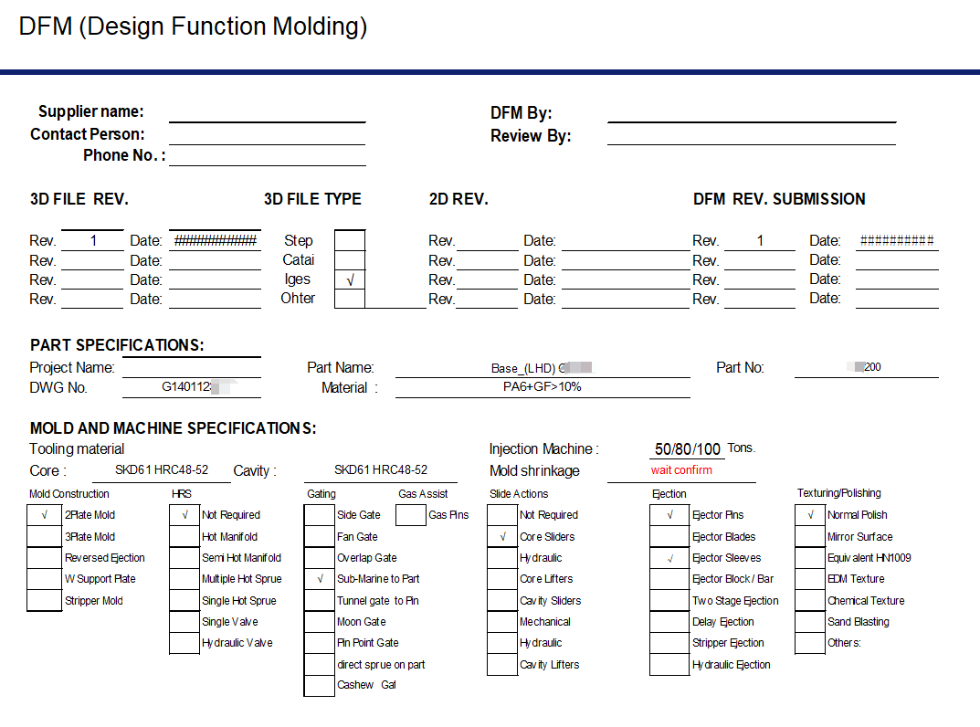 Mold DFM Analysis Report for Export Injection Molds, Product Structure & Molding Risk Evaluation