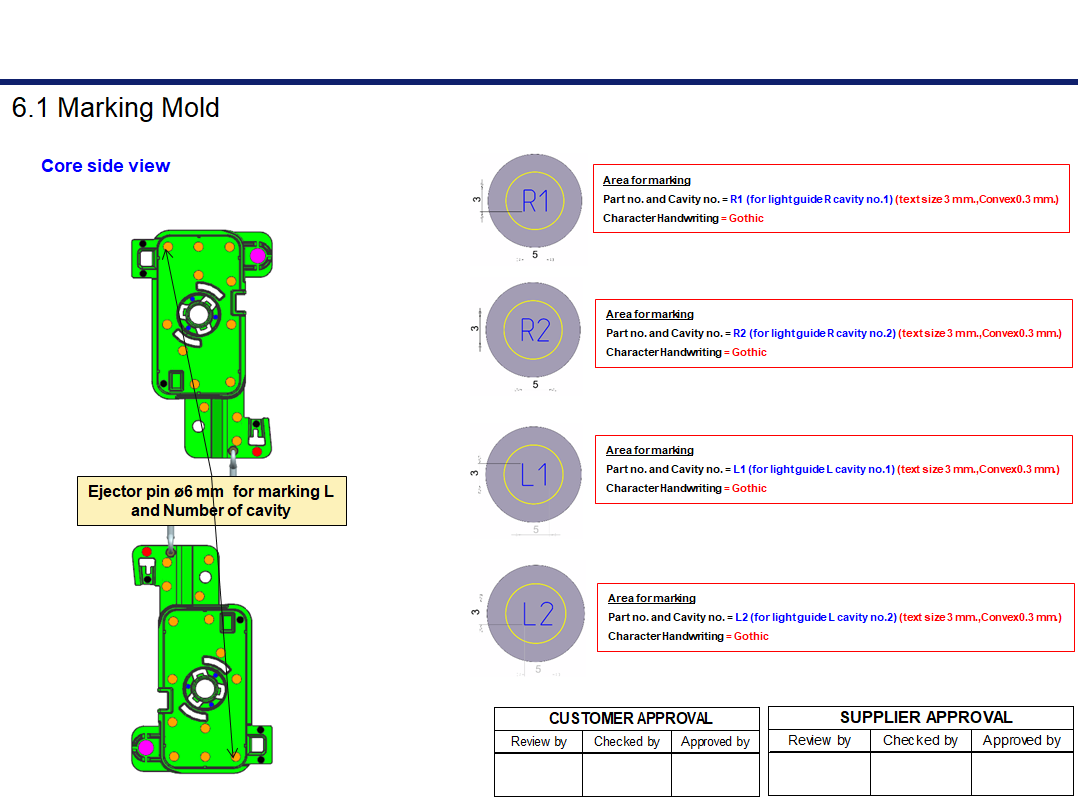 Export Mold Engraving & Part Mark Drawing No.1