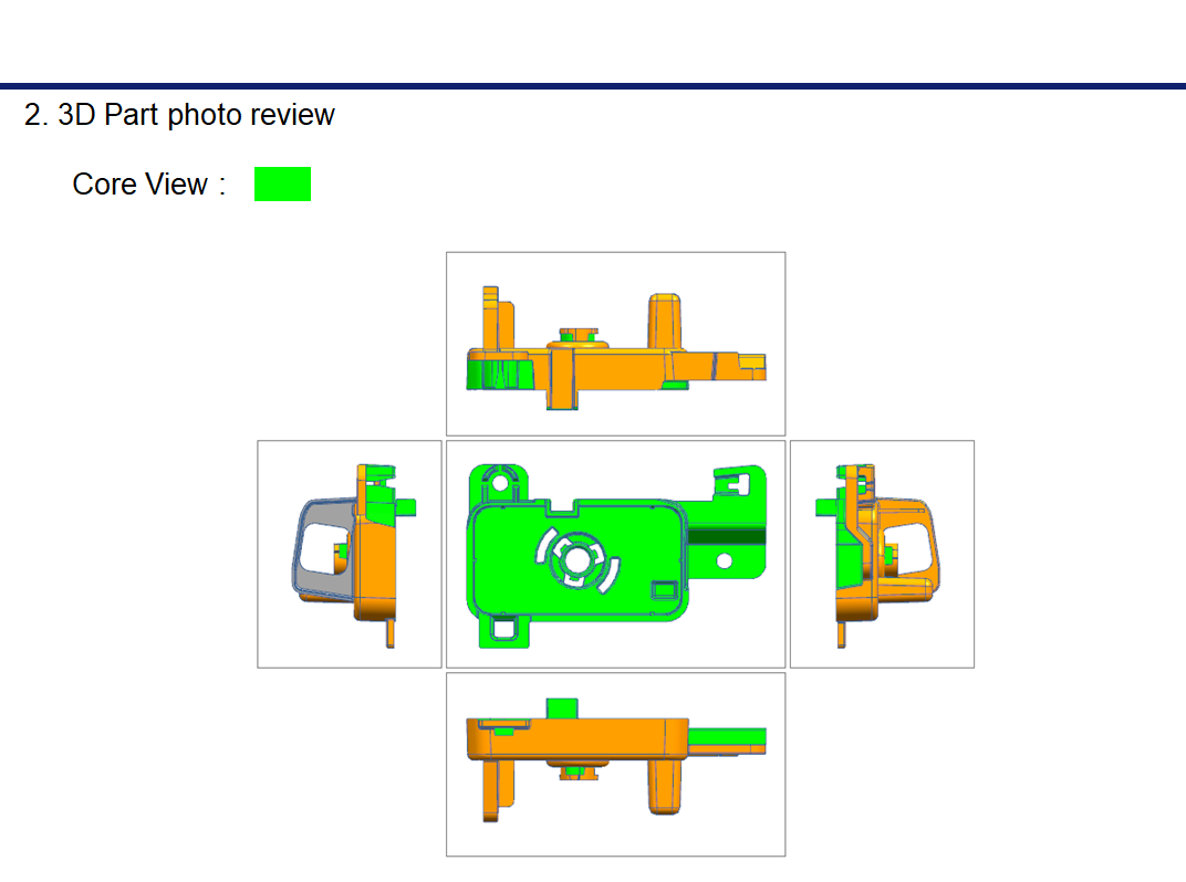 Core Side 3D Product Drawing, Moving Half Injection Mold Structure
