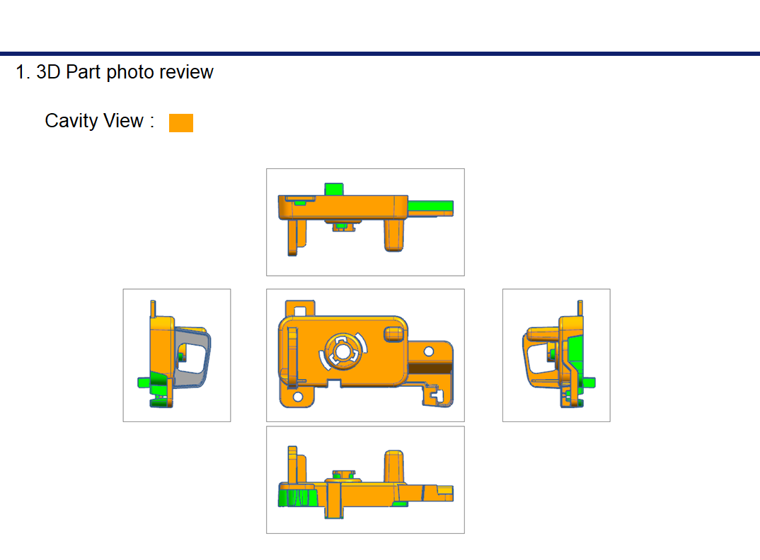 Cavity Side 3D Product Drawing, Stationary Half Injection Mold Design