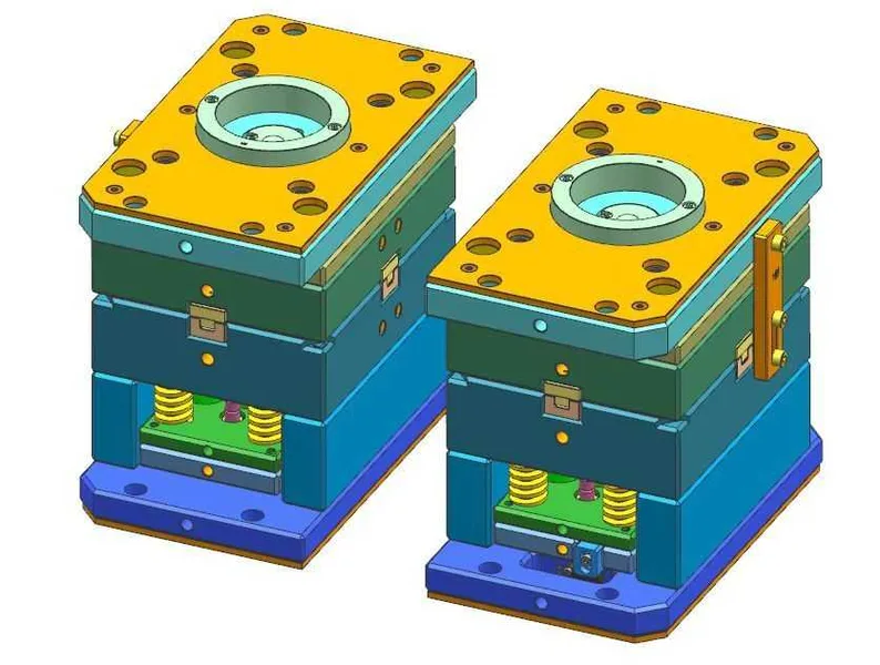 3D assembly drawing of two-shot injection mold