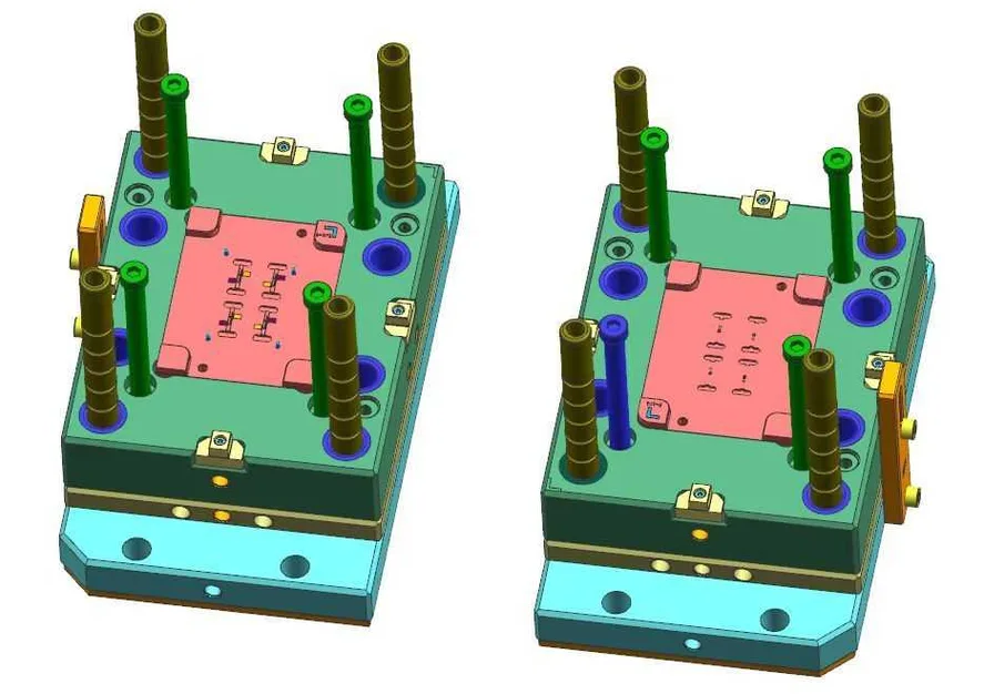 Fixed side 3D structure of two-shot injection mold