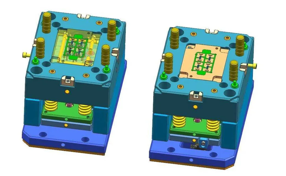 Moving side 3D structure of two-shot injection mold