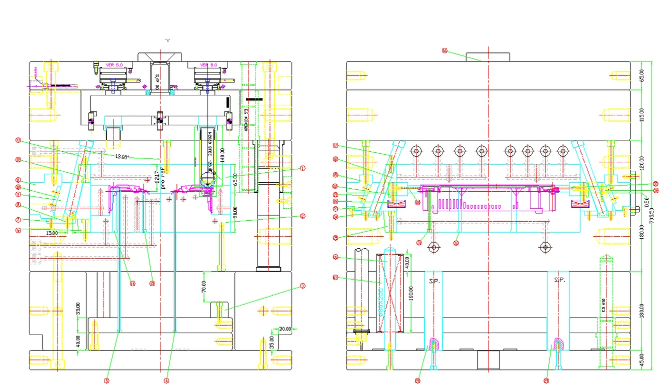Side Profile of 2D Assembly Drawing (Japanese Standard)