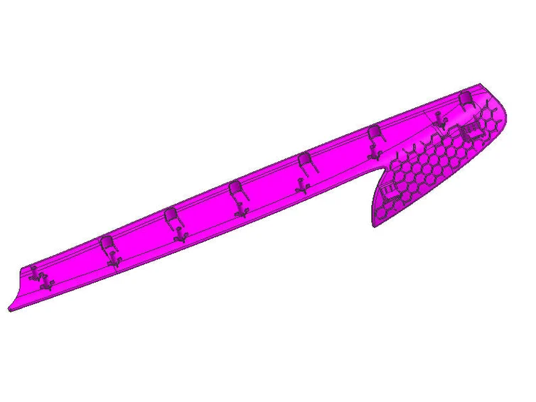 Automotive interior component slide side structural 3D drawing